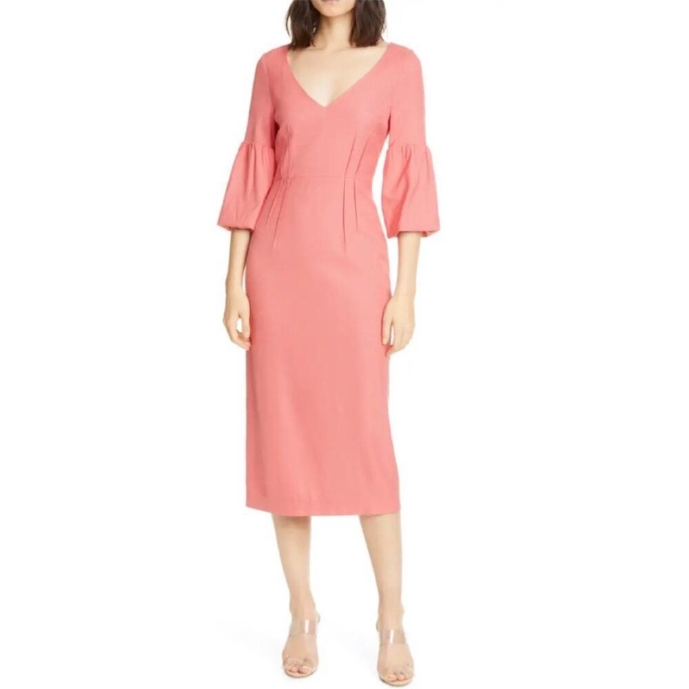 Veronica Beard Amalita Coral Pink Sheath Midi Dress Size 10 - Picture 4 of 15